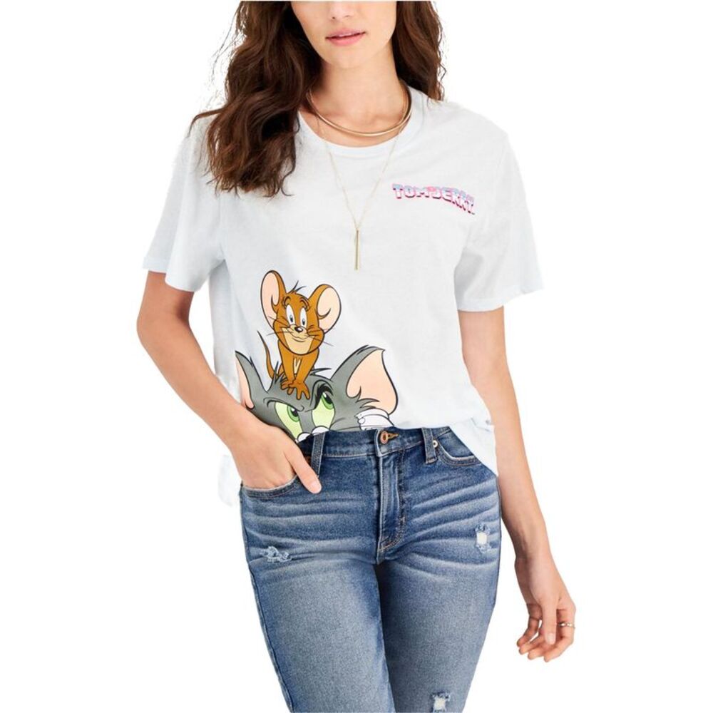 Love Tribe Womens Tom & Jerry Graphic T-Shirt, , Juniors, S, DM